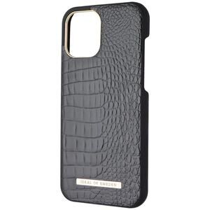 Black Croc Textured Phone Case with Gold Trim